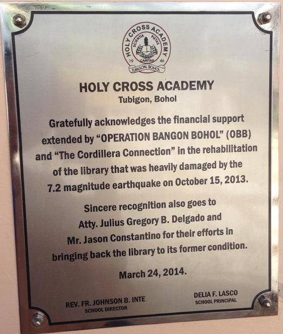 TCC bears its name in a Library in Bohol